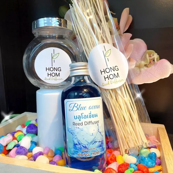 ก้านไม้หอมปรับอากาศ Diffuser ยี่ห้อห้องหอม Hong Hom น้ำหอมปรับอากาศ กลิ่นโอเชี่ยน