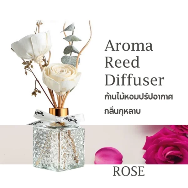 🏷️[Home] ก้านไม้หอมปรับอากาศ เเจกันดอกไม้ กลิ่นอโรม่า น้ำหอมปรับอากาศ Reed Diffuser ขนาด80ml หอมระดับโรงเเรม กลิ่นกุหลาบ