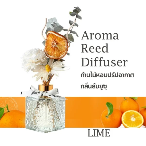 🏷️[Home] ก้านไม้หอมปรับอากาศ เเจกันดอกไม้ กลิ่นอโรม่า น้ำหอมปรับอากาศ Reed Diffuser ขนาด80ml หอมระดับโรงเเรม กลิ่นส้มยูซุ