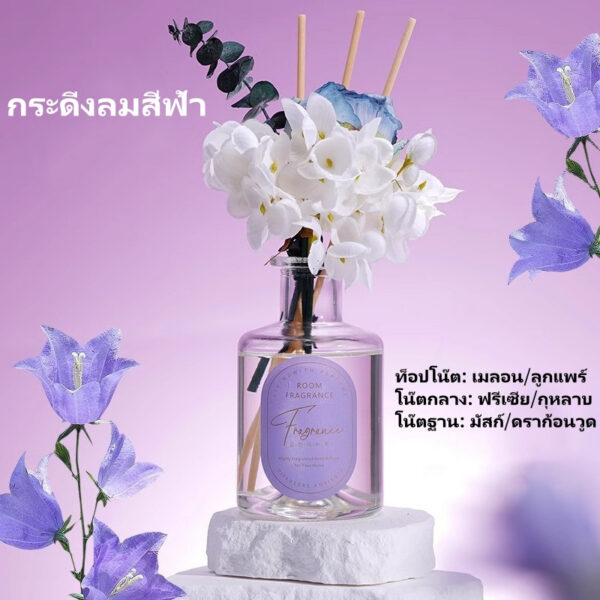 ก้านน้ำหอม ก้านไม้หอมปรับอากาศ200มล พร้อมกล่องและดอกไม้ปลอม น้ำมันหอมระเหย น้ำหอมอโรม่า กลิ่นบลูเบลล์